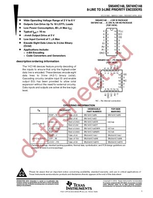 SN74HC148DT datasheet  